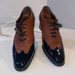 Elegant Brown and Black Women's Oxford Shoes